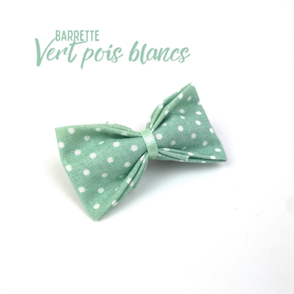 Petite Barrette "Vert pois blancs"