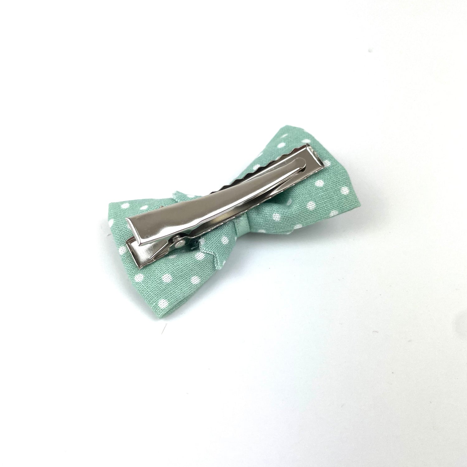 Petite Barrette "Vert pois blancs"