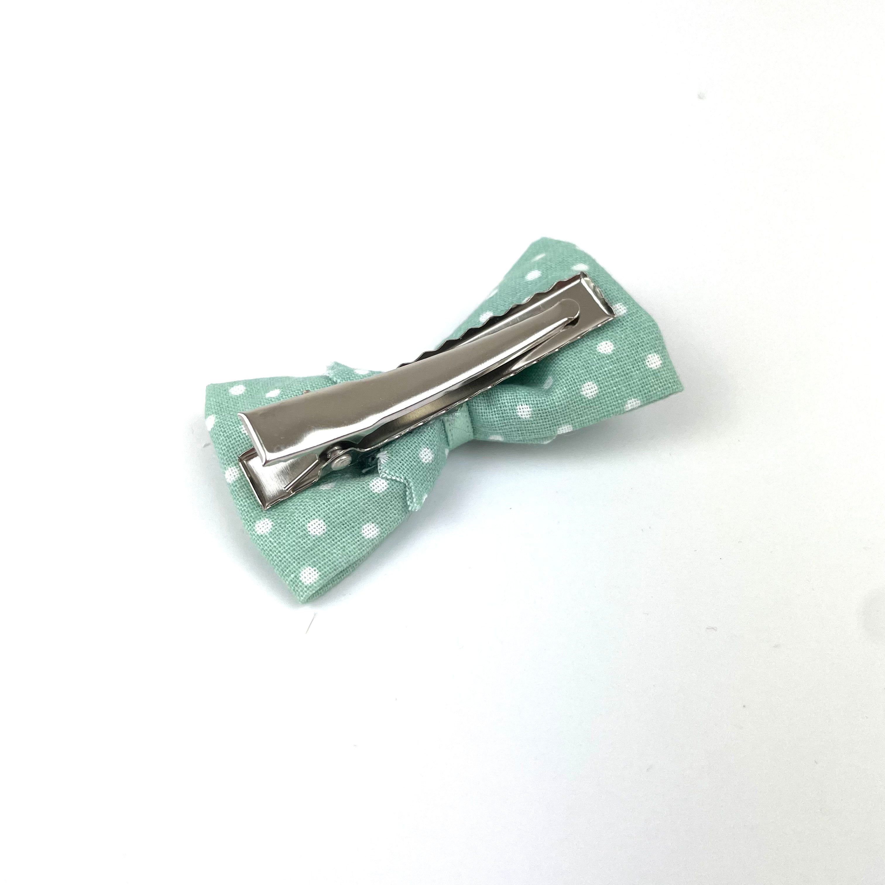 Petite Barrette "Vert pois blancs"