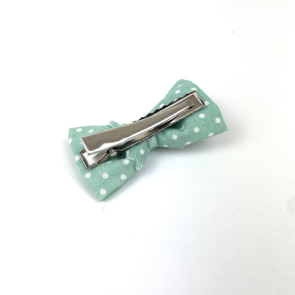 Petite Barrette "Vert pois blancs"