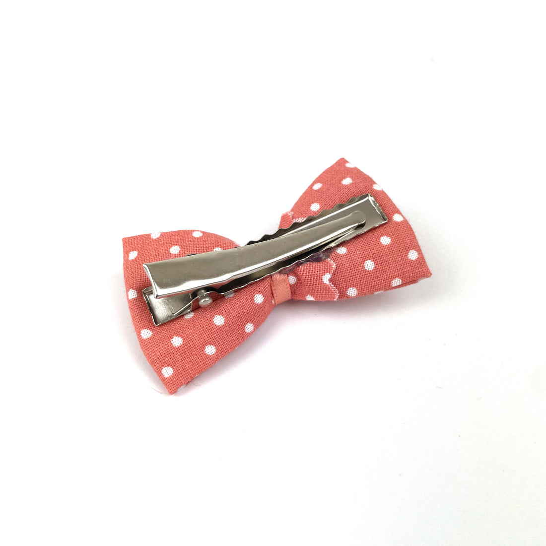 Petite Barrette "Vieux rose pois blancs"