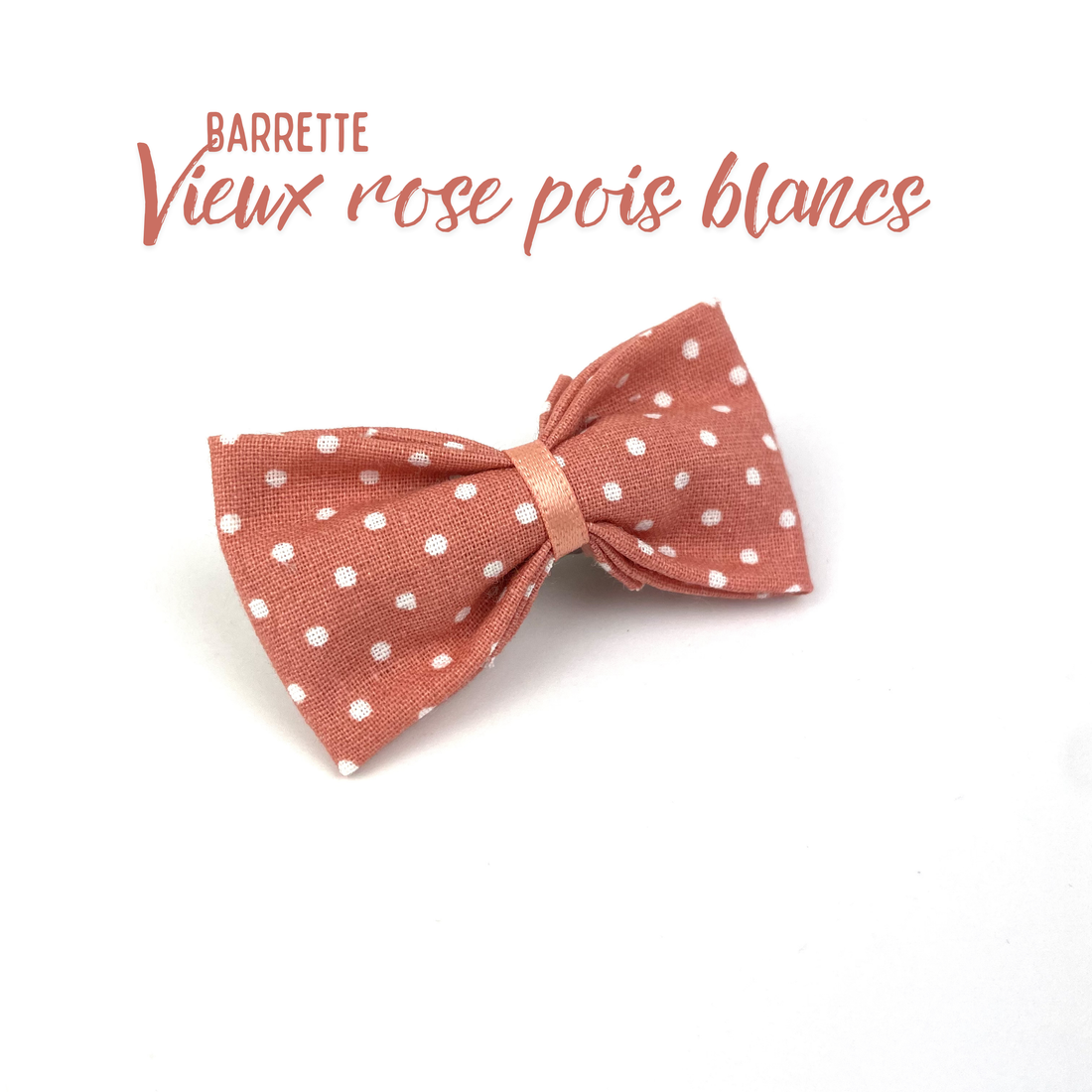 Petite Barrette "Vieux rose pois blancs"